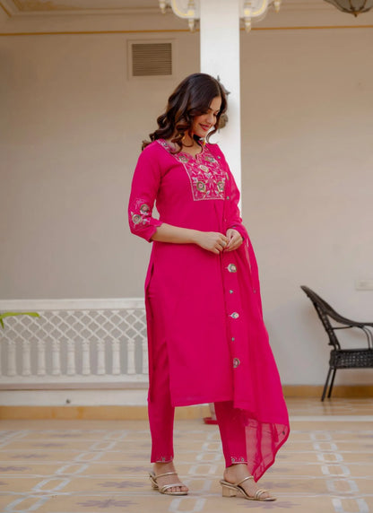 Pink Pure Viscose Designer Kurta Set
