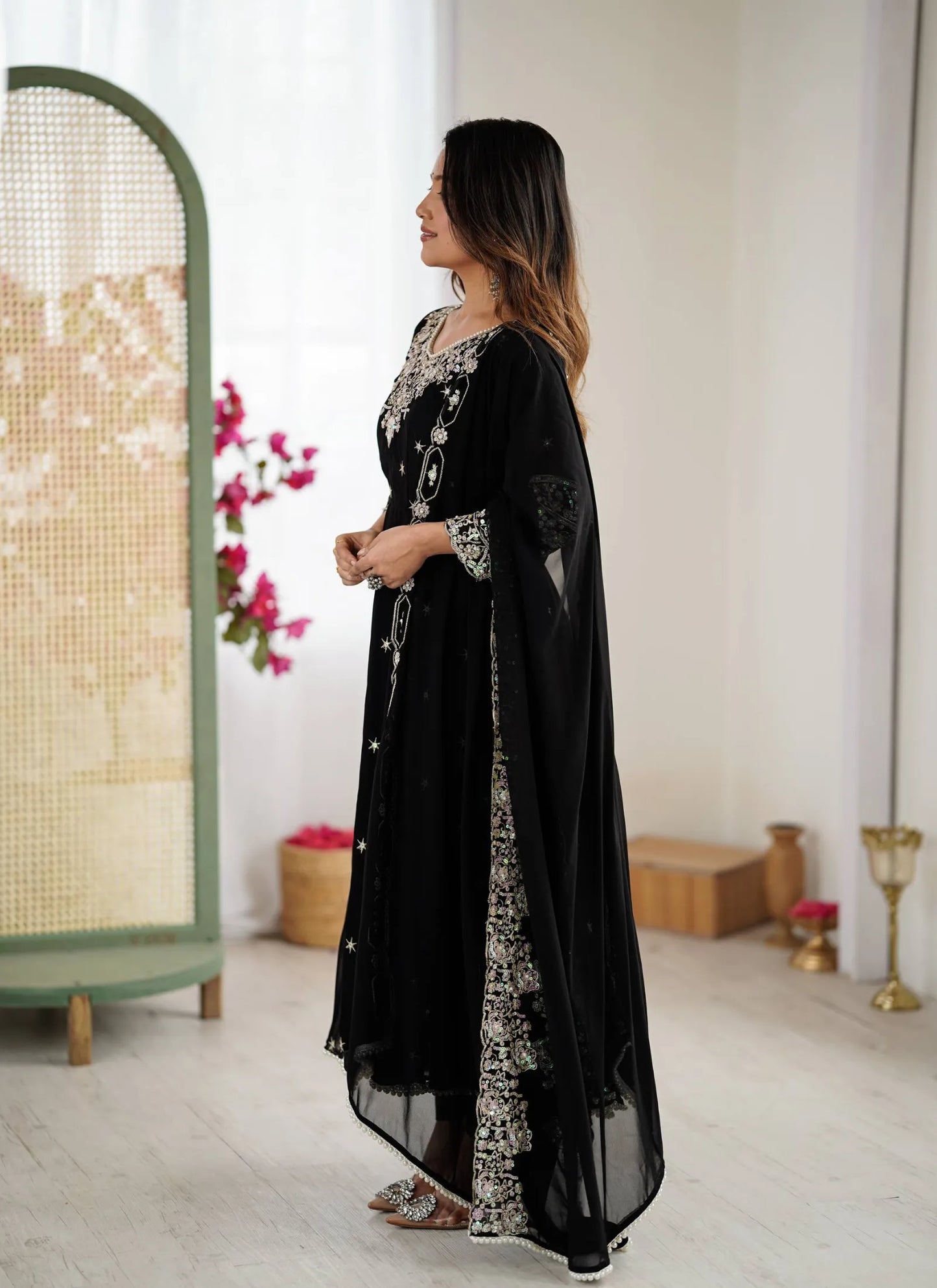Black Rembo Sequence Designer Anarkali Suit