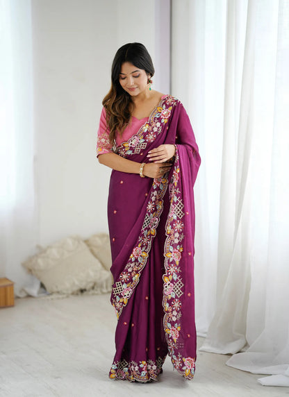 Premium Noha Crush Saree Pink
