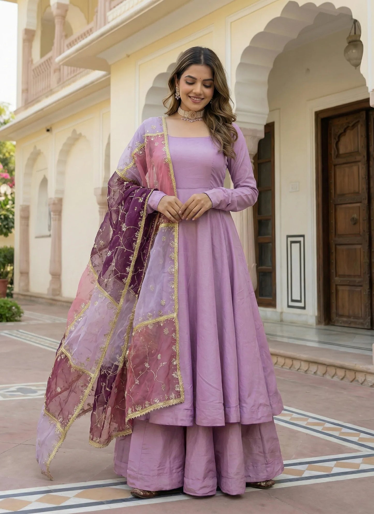 Stunning Roman Silk Gown Purple