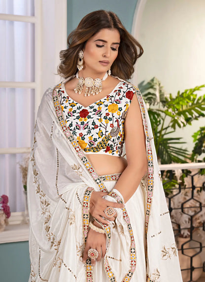Tradition Embroidery Lehenga Choli White