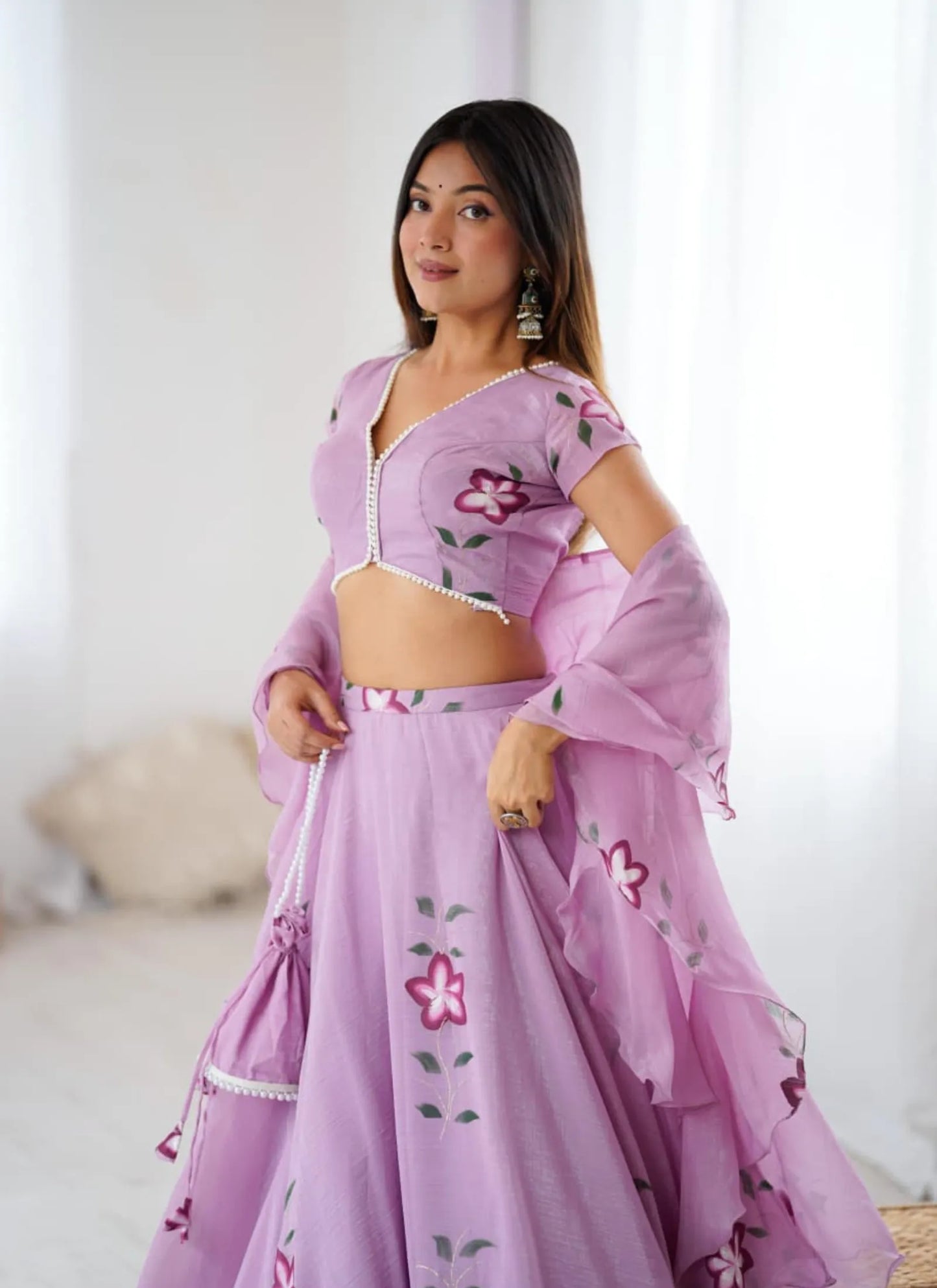 Fandy Handpaint Lehenga Choli Mauve