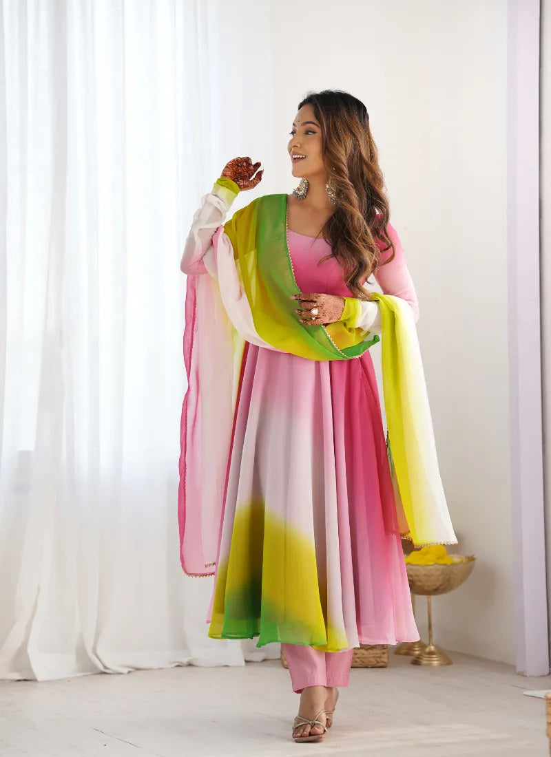 Heavy Pure Soft Fox Georgette Anarkali Multicolor