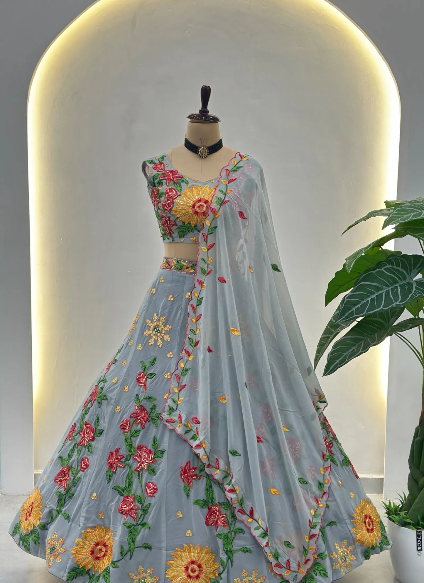 Floral Embroidery Faux Georgette Lehenga Choli