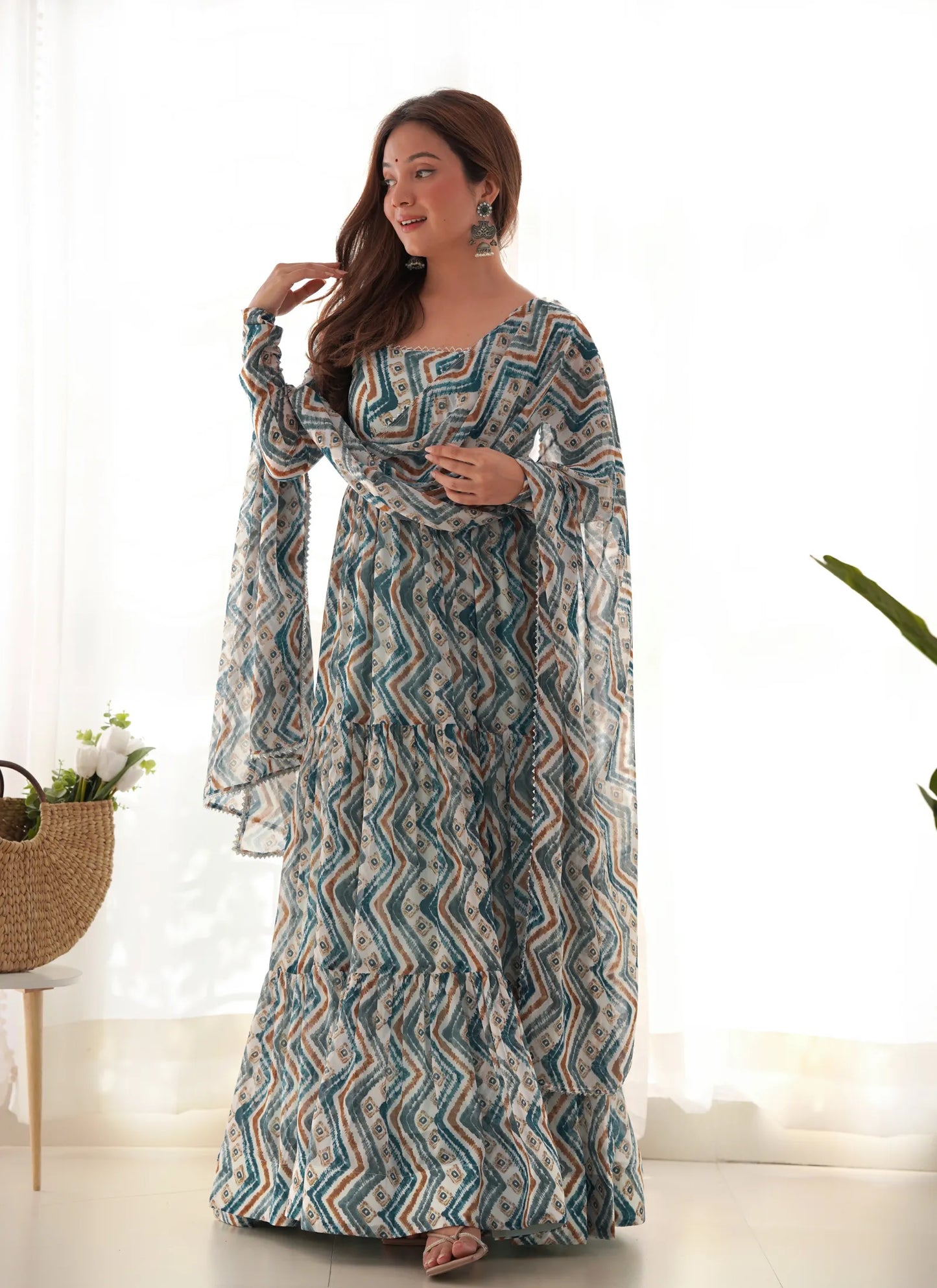 Pure Soft Fox Georgette Anarkali Light Blue