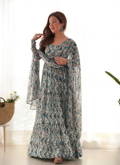 Pure Soft Fox Georgette Anarkali Light Blue