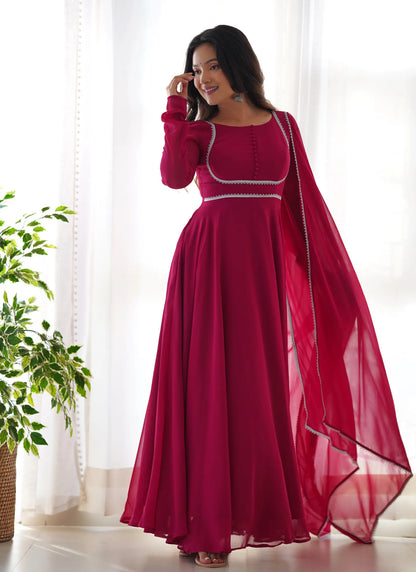 Pure Soft Fox Georgette Anarkali Pink