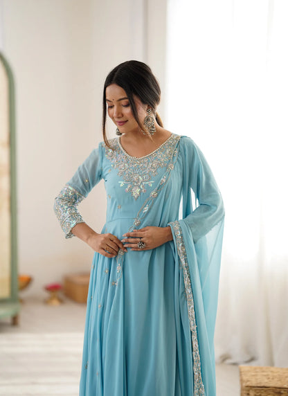 Sky Rembo Sequence Designer Anarkali Suit