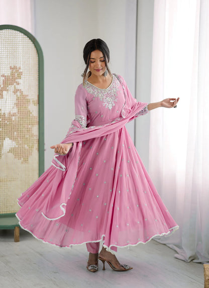 Pink Rembo Sequence Designer Anarkali Suit