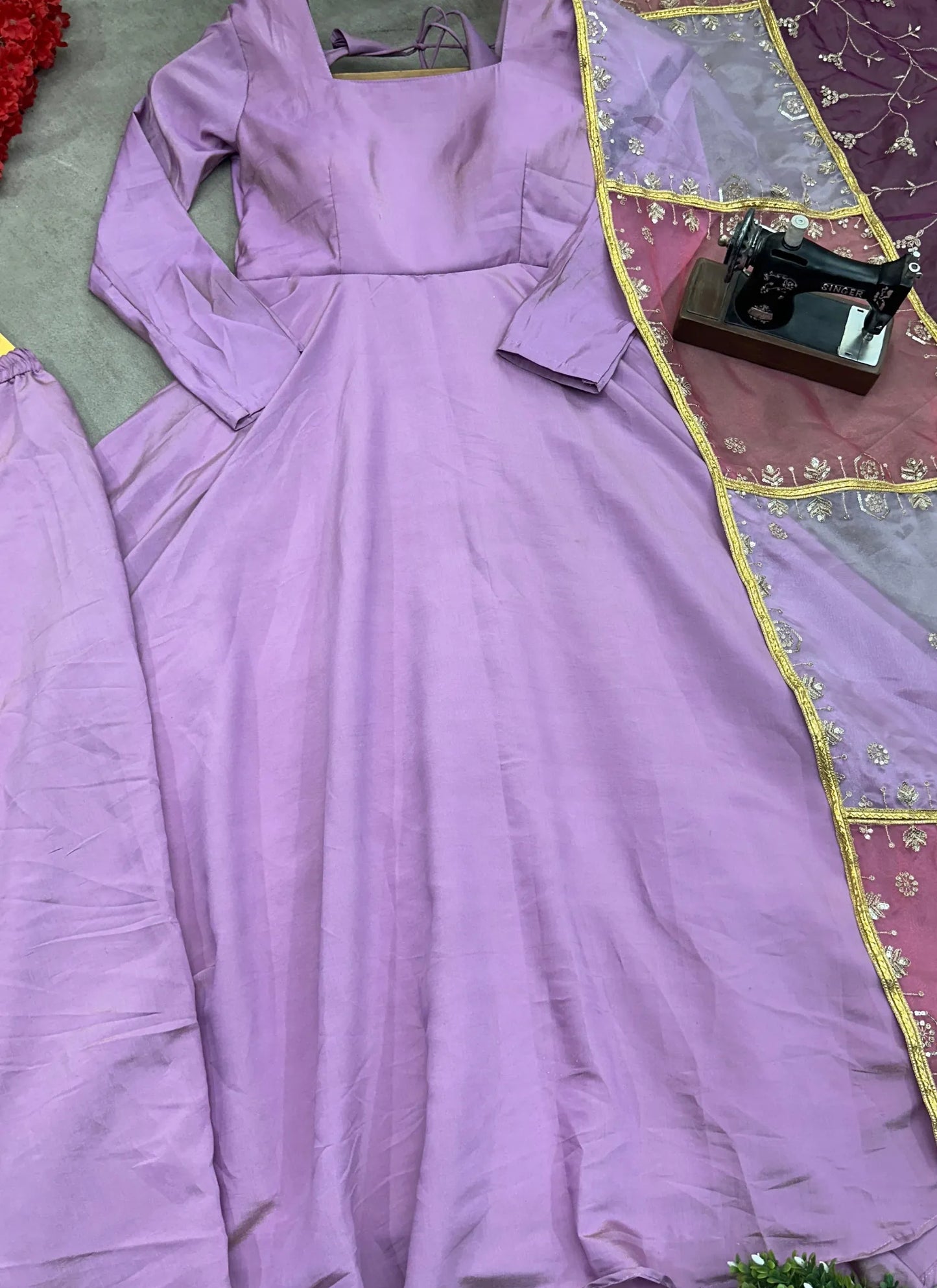 Stunning Roman Silk Gown Purple