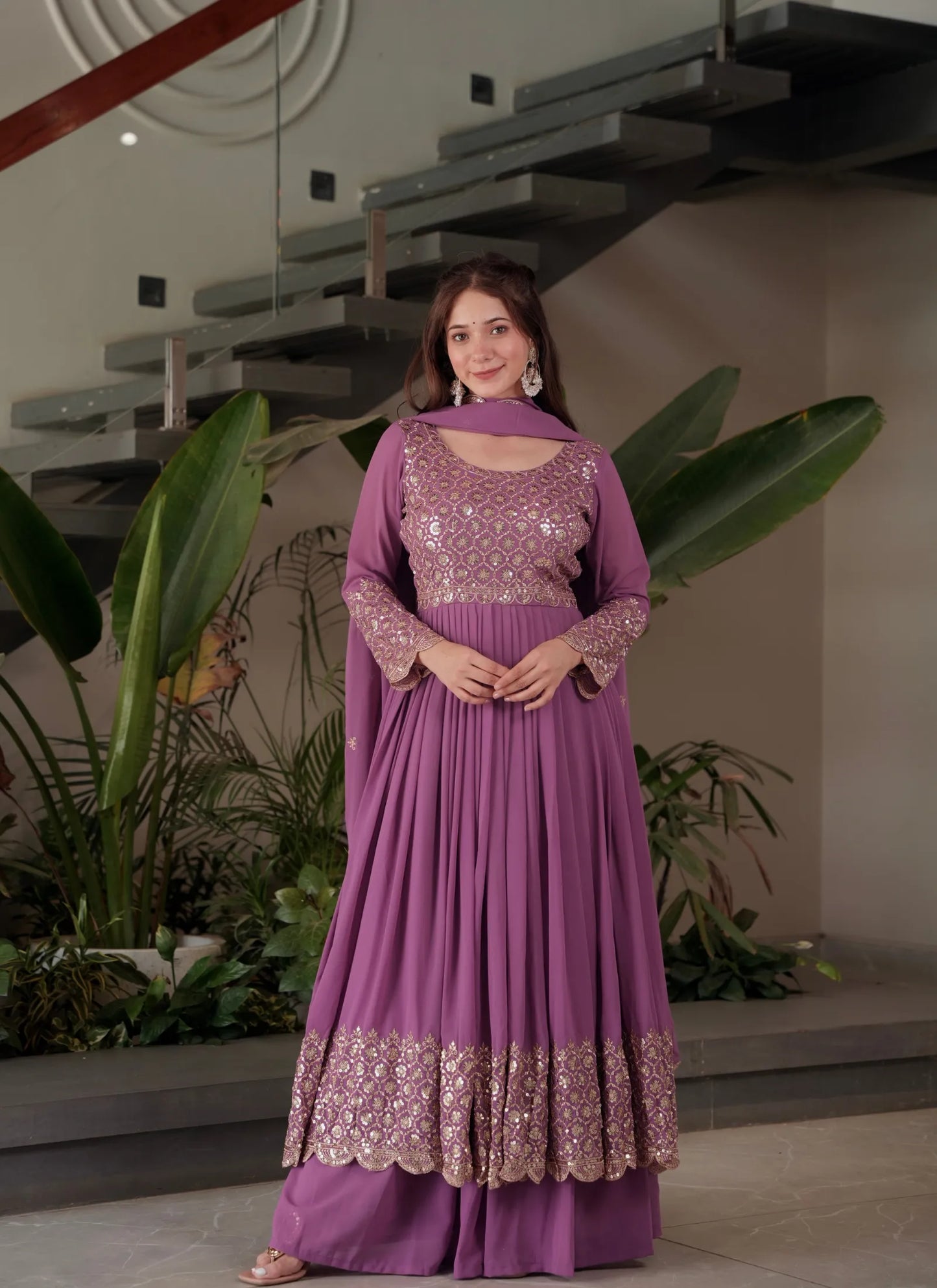 Heavy Faux Georgette Sharara Suit