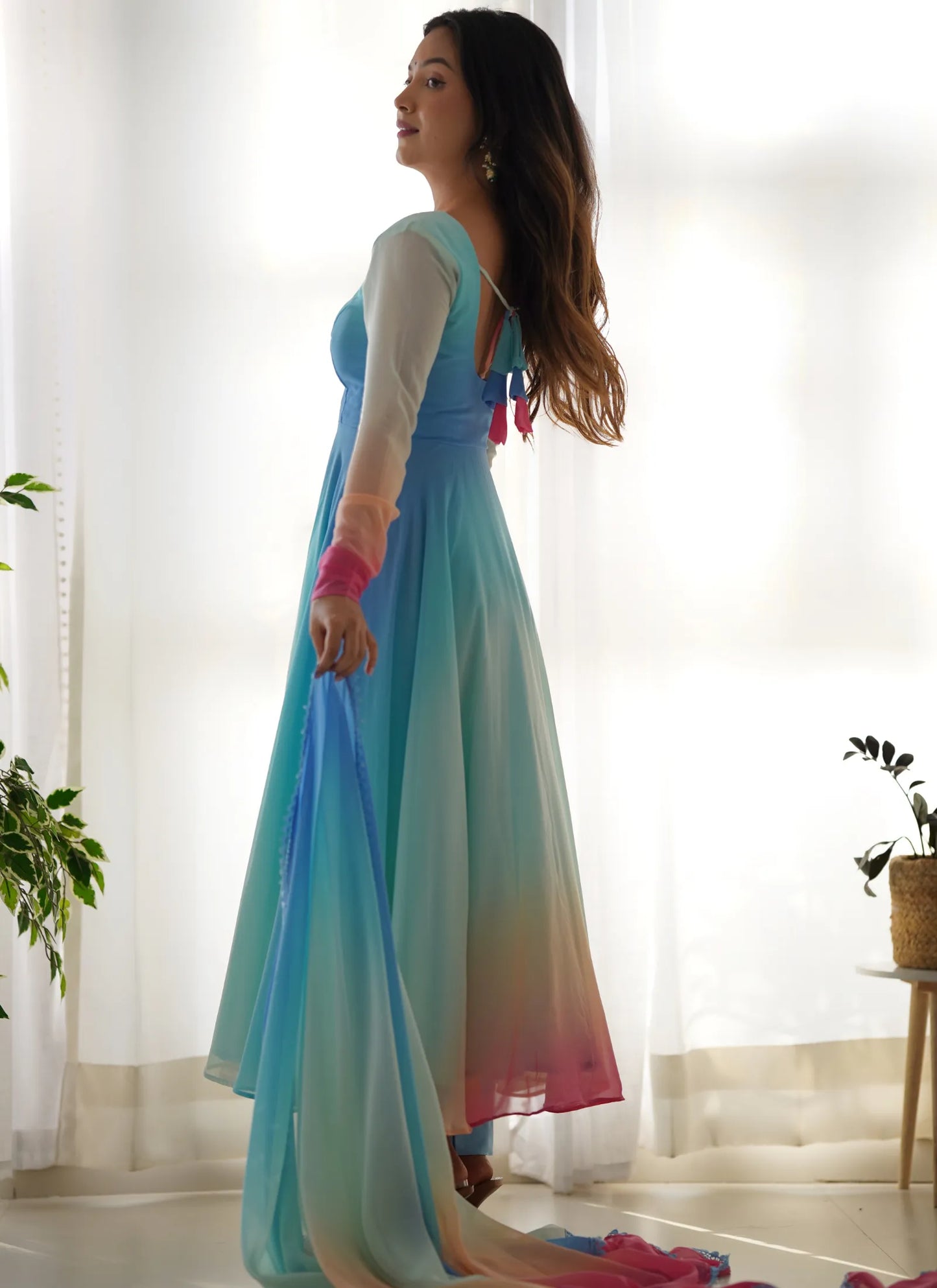 Pure Soft Georgette Anarkali Sky