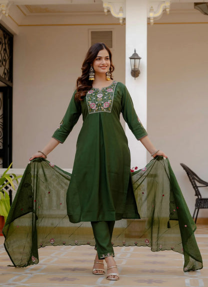 Green Pure Viscose Designer Kurta Set
