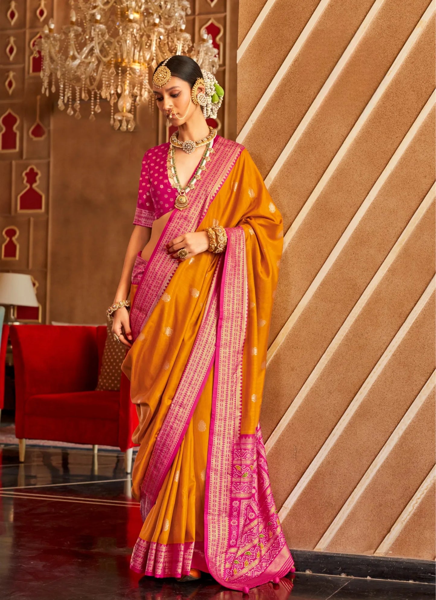 Banarasi Silk Saree Orange