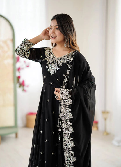 Black Rembo Sequence Designer Anarkali Suit