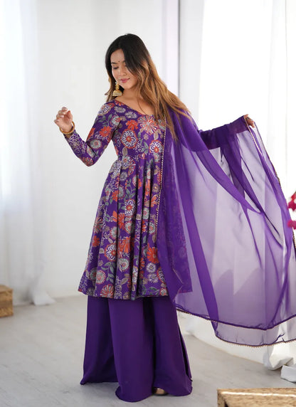 Heavy Pure Soft Romansilk Chanderi Discharge Print Fabric Purple