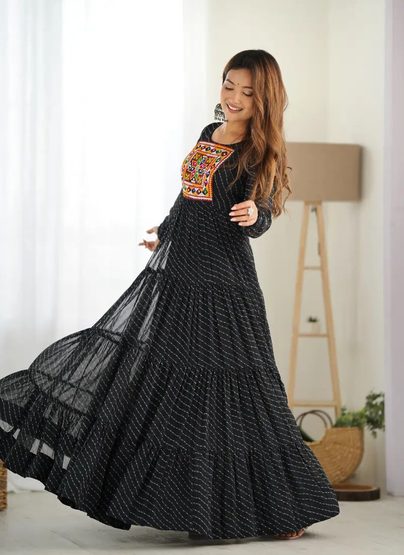 HEAVY PURE SOFT FOX GEORGETTE LAHERIYA PRINT ANARKALI