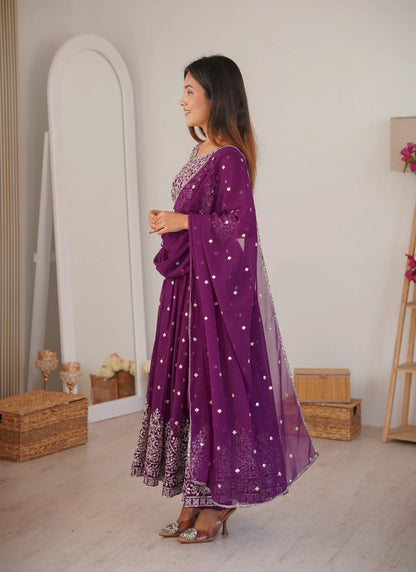 Purple Heavy Faux Georgette Anarkali Suit