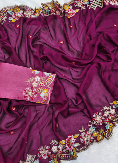 Premium Noha Crush Saree Pink