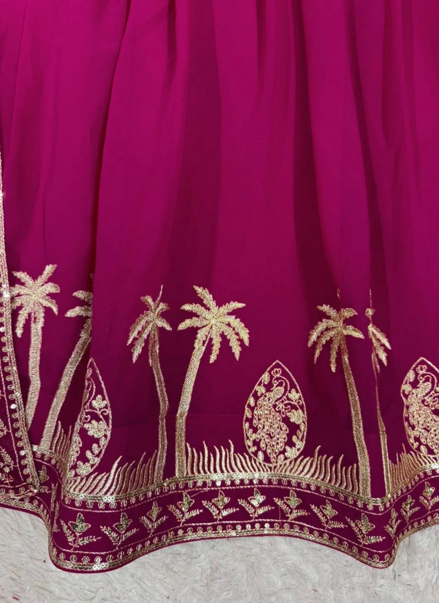 Pink Faux Georgette Thread Work Anarkali Suit