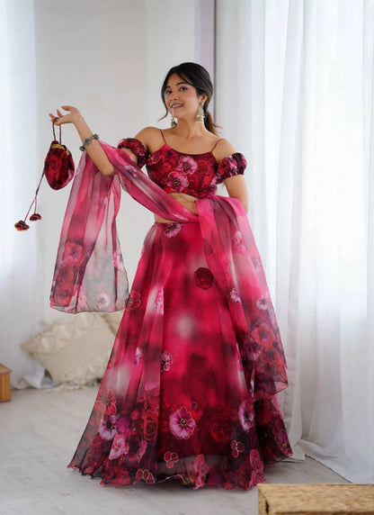 Pure Organza digital Print Lehenga Choli