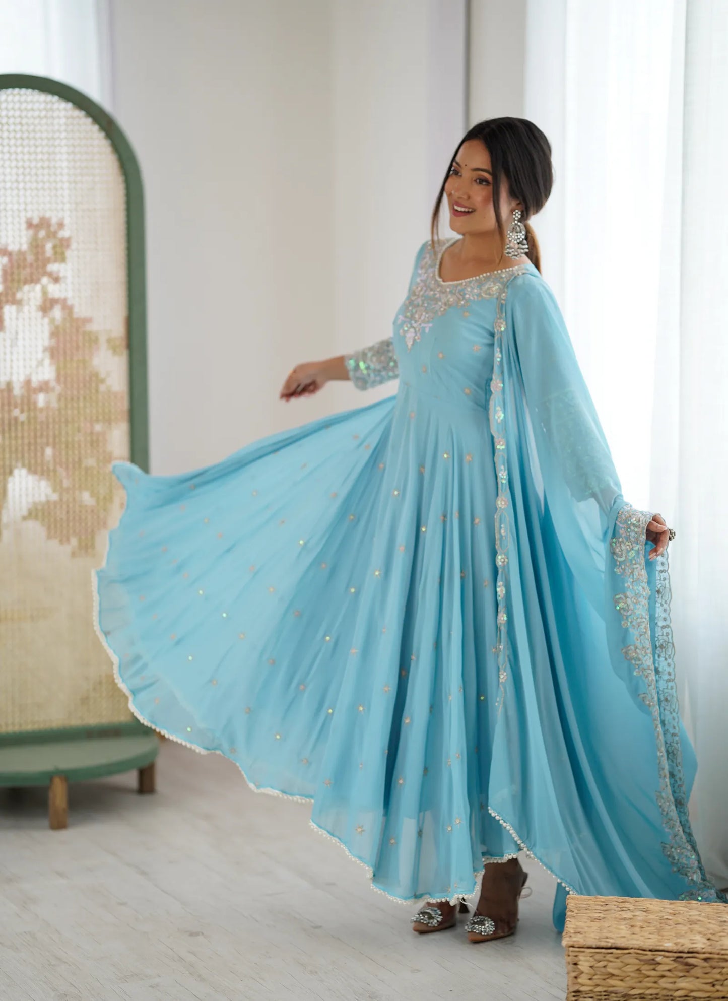 Sky Rembo Sequence Designer Anarkali Suit