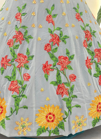 Floral Embroidery Faux Georgette Lehenga Choli