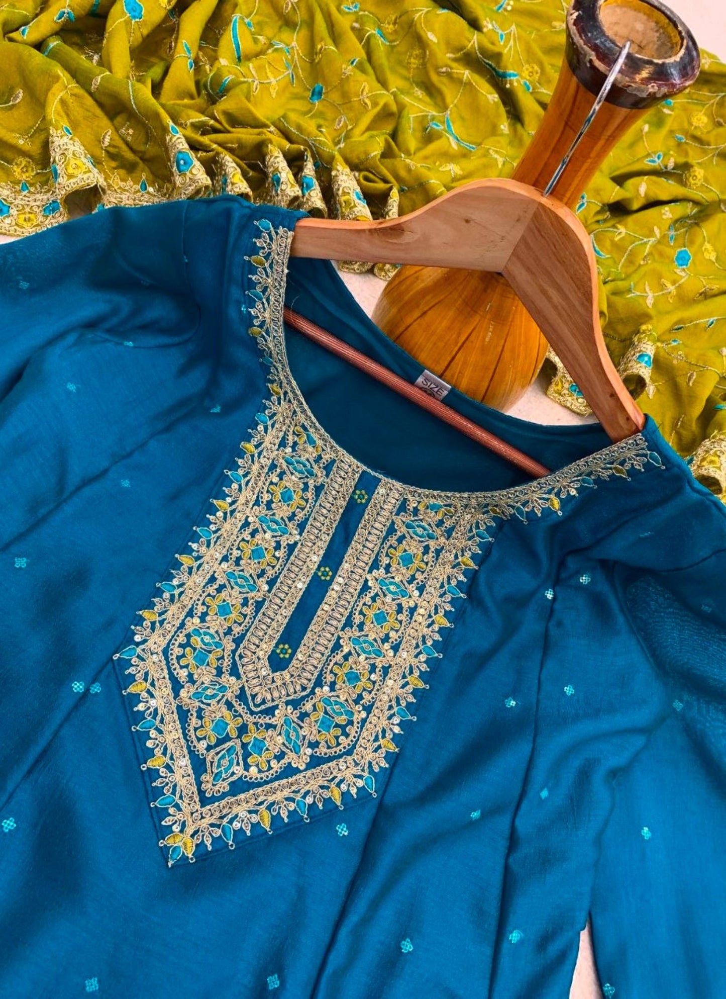 Peacock Vichitra Silk Designer Anarkali Set