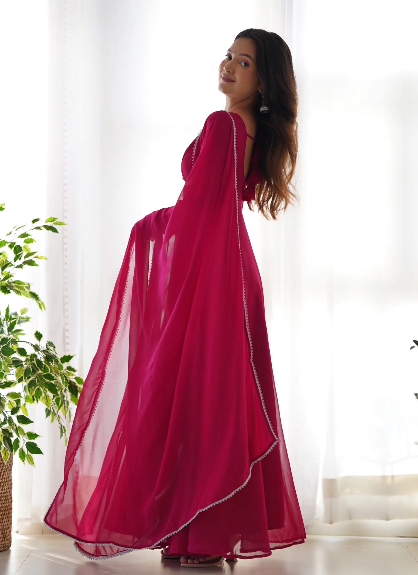 Pure Soft Fox Georgette Anarkali Pink