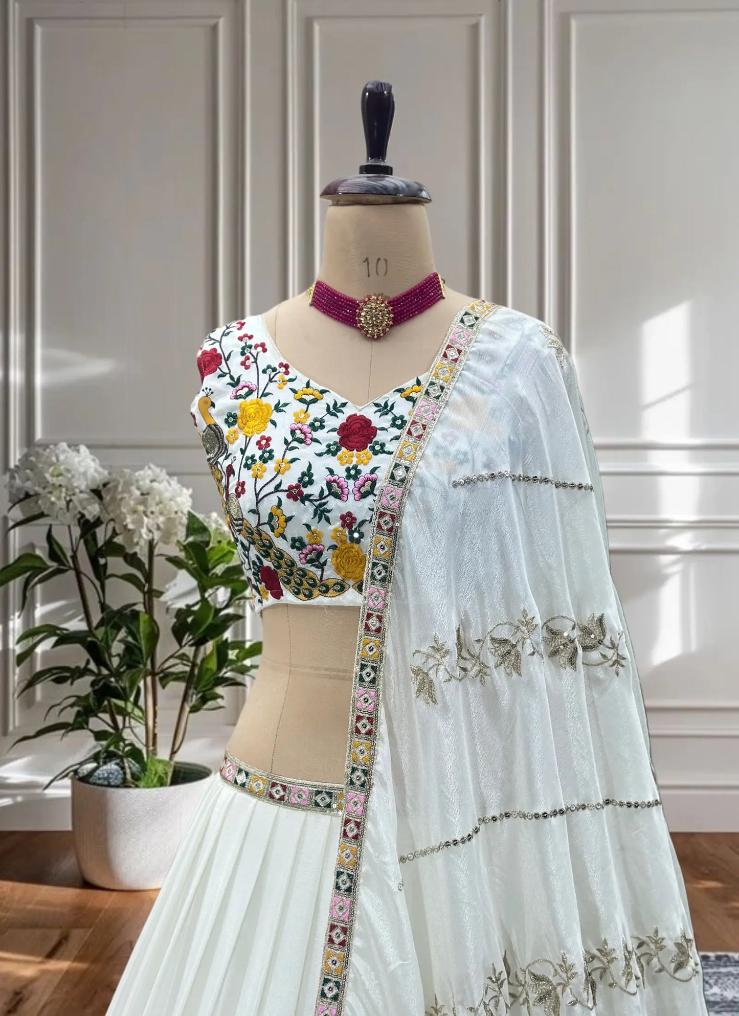 Tradition Embroidery Lehenga Choli White