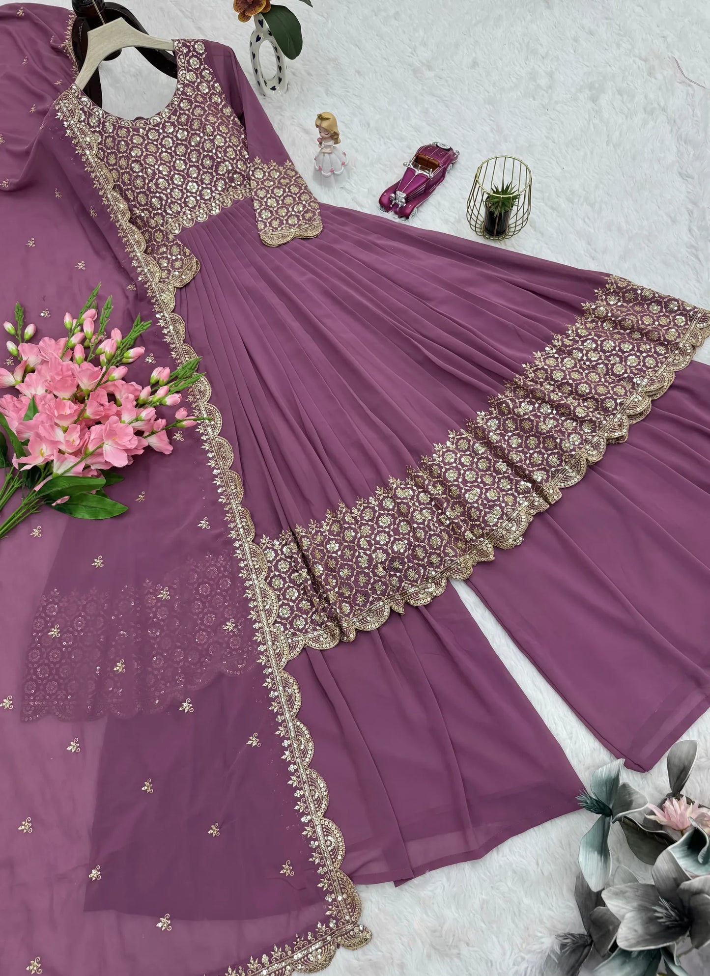 Heavy Faux Georgette Sharara Suit