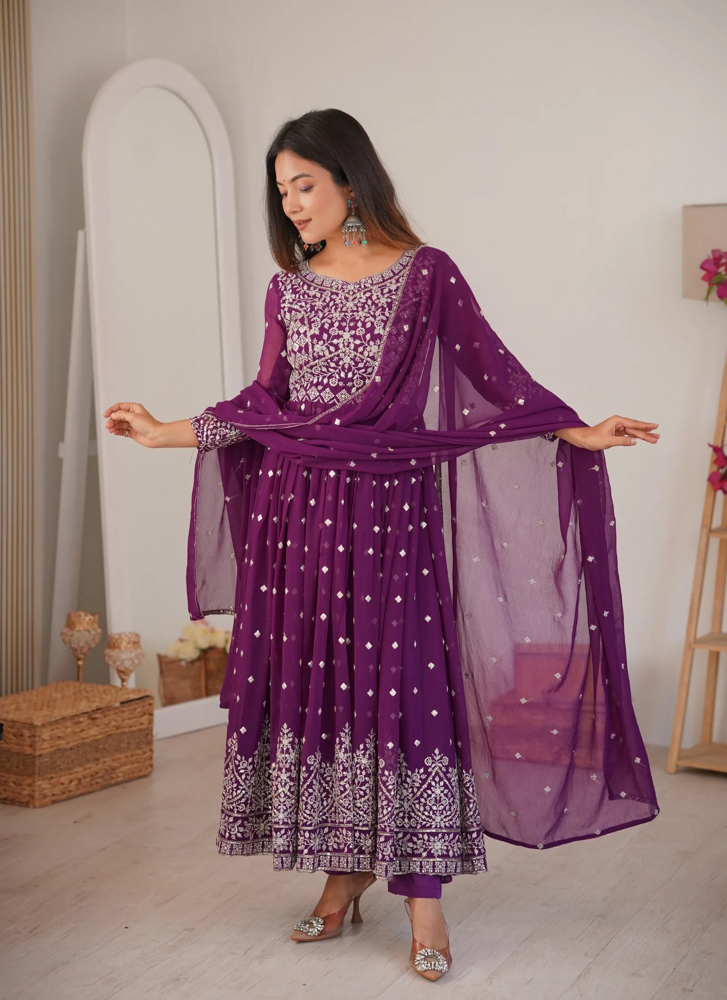 Purple Heavy Faux Georgette Anarkali Suit