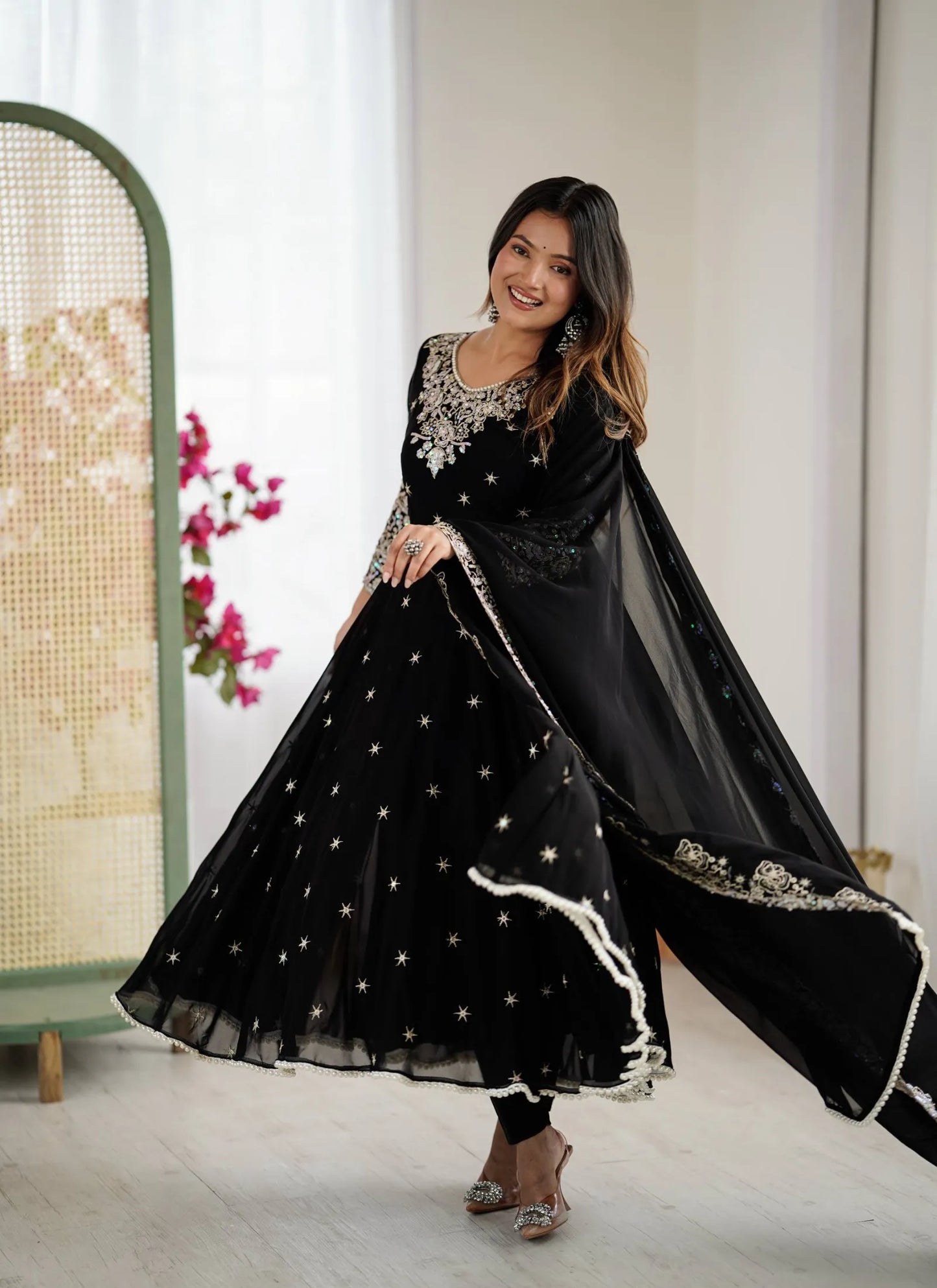 Black Rembo Sequence Designer Anarkali Suit