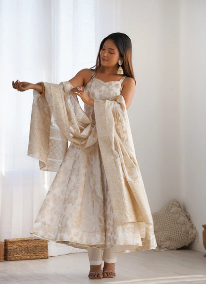 Fancy Banarasi Jacquard Anarkali Suit