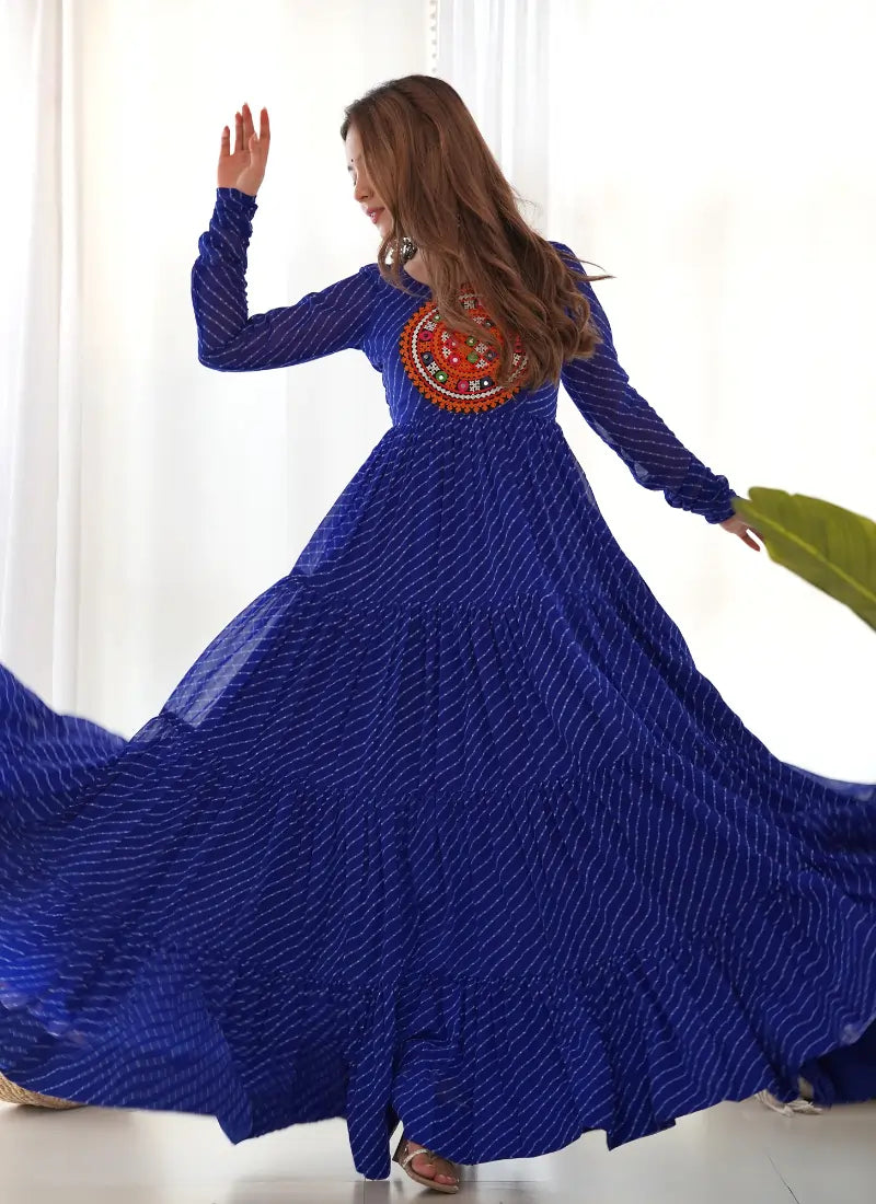 HEAVY PURE SOFT FOX GEORGETTE LAHERIYA PRINT ANARKALI