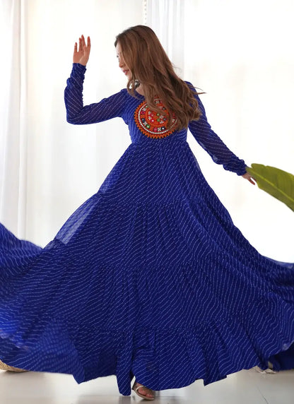 HEAVY PURE SOFT FOX GEORGETTE LAHERIYA PRINT ANARKALI