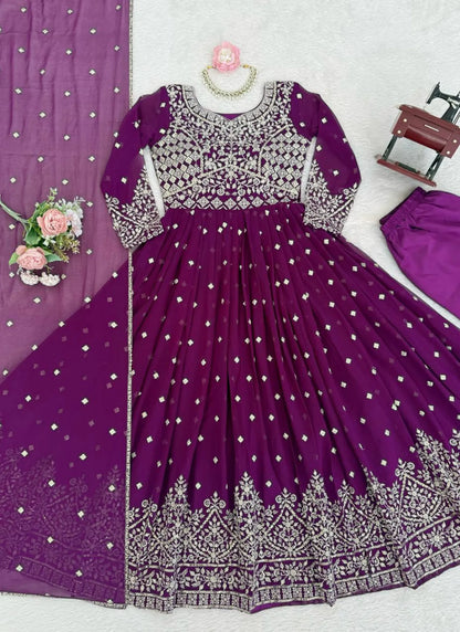 Purple Heavy Faux Georgette Anarkali Suit
